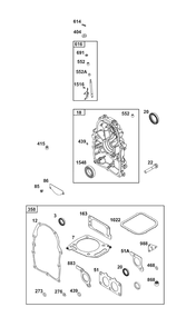 Crankcase Cover/Sump Group Diagram and Parts List for 386447-0443-G1 200000 - 399999 Briggs and Stratton Engine